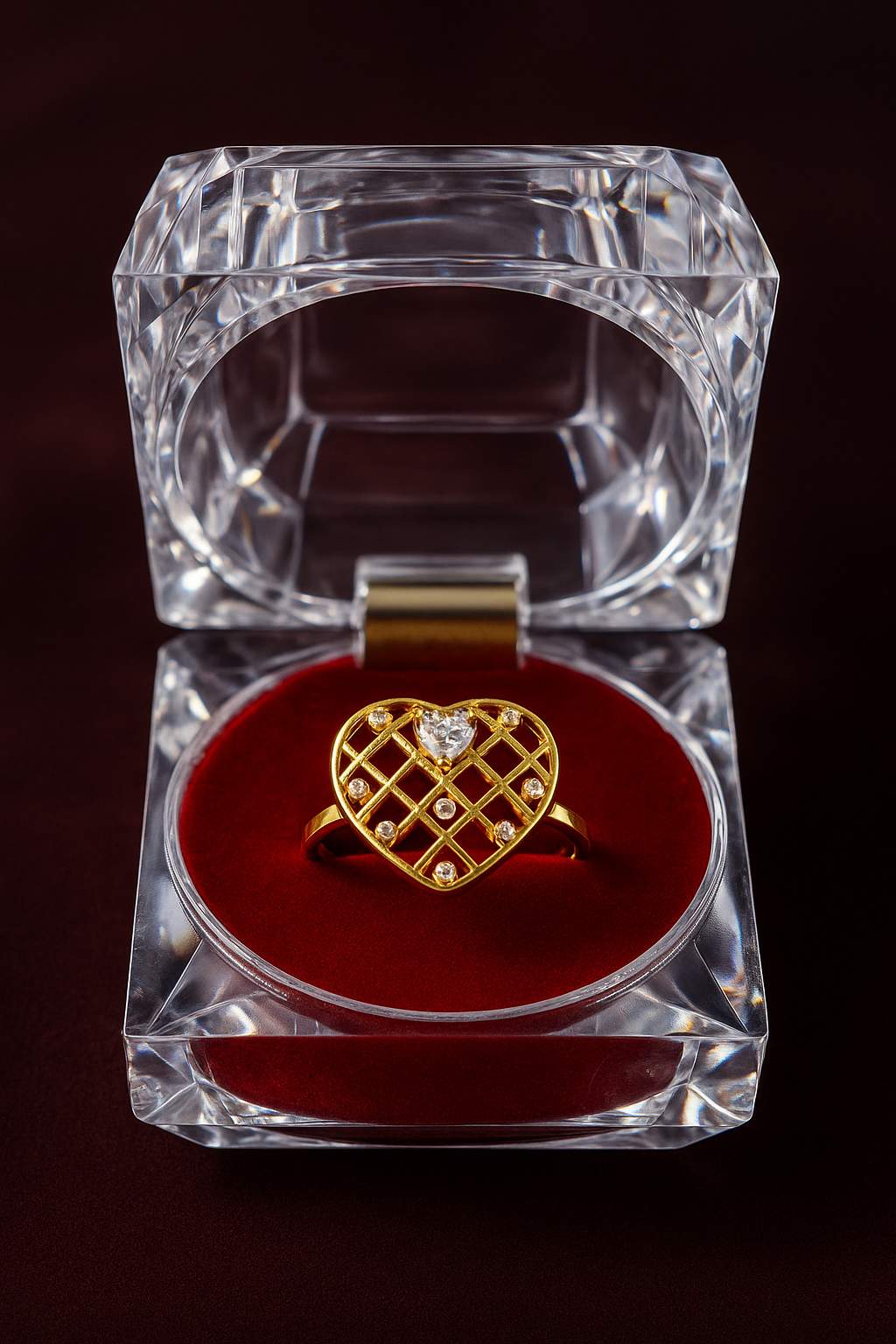 Golden Heart Sparkle Ring